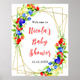 Summer Mixed Berries Baby Shower Welcome Poster