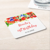 Summer Mixed Berries Birthday Kartonnen Onderzetters (Schuin)