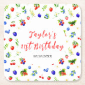 Summer Mixed Berries Birthday Party Kartonnen Onderzetters (Voorkant)