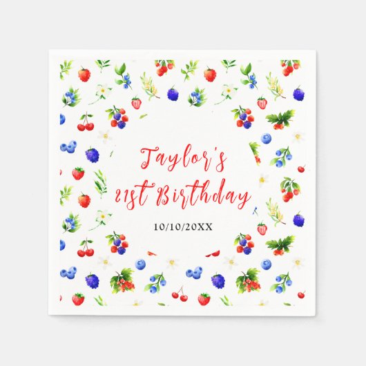 Summer Mixed Berries Birthday Party Servet (Voorkant)