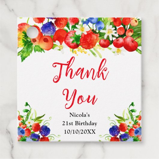 Summer Mixed Berries Birthday Thank You Bedankjes Labels (Voorkant)