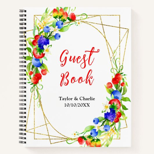 Summer Mixed Berries Wedding Guest Book Notitieboek (Voorkant)