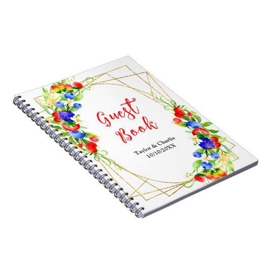 Summer Mixed Berries Wedding Guest Book Notitieboek (Rechterzijde)