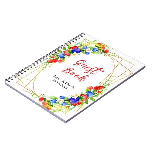Summer Mixed Berries Wedding Guest Book Notitieboek (Linkerzijde)