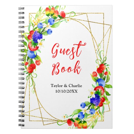 Summer Mixed Berries Wedding Guest Book Notitieboek (Voorkant)