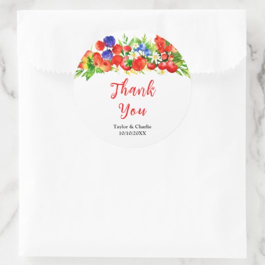 Summer Mixed Berries Wedding Thank You Ronde Sticker (Tas)