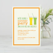 Summer Mocktails and Juices Party Invitation Kaart (Staand voorkant)