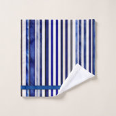 Summer Modern Navy Blue Boat Stripes Collectie Bad Handdoek (Wasdoekje)