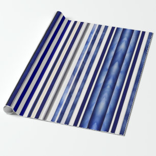 Summer Modern Navy Blue Boat Stripes Collectie Cadeaupapier