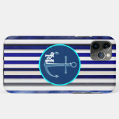 Summer Modern Navy Blue Boat Stripes Collectie Case-Mate iPhone Case (Achterkant (horizontaal))