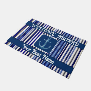 Summer Modern Navy Blue Boat Stripes Collectie Deurmat