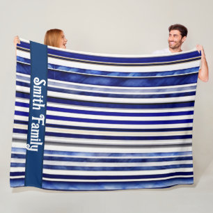 Summer Modern Navy Blue Boat Stripes Collectie Fleece Deken