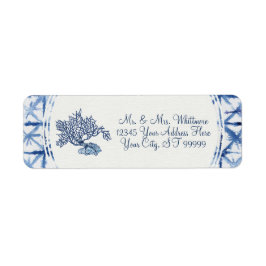 Summer Modern stoffig blauw en wit Vrijgezellenfee Etiket