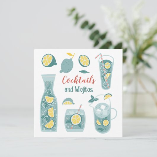 Summer Mojito Cocktail Party Invitation (Staand voorkant)