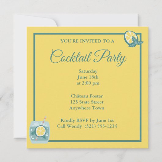 Summer Mojito Cocktail Party Invitation (Achterkant)