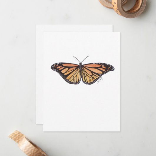 Summer Monarch Note Card Notitiekaartje (Voorkant / Achterkant in situ)