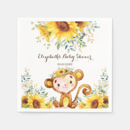 Summer Monkey Waterverf Zonnebloem Baby shower Servet