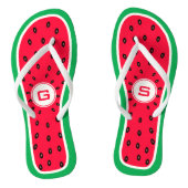 Summer Monogrammed Watermelon Slice Funny Ontworpe Teenslippers (Voetbed)