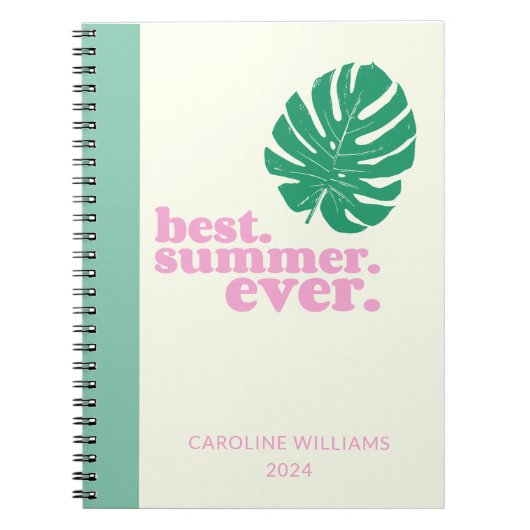 Summer Monstera Leaf Natuur gepersonaliseerd Notitieboek (Voorkant)