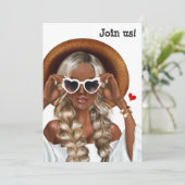 Summer Mood Blonde Bachelorette Invitation Kaart (Staand voorkant)