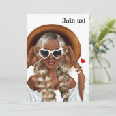 Summer Mood Blonde Bachelorette Invitation Kaart (Staand voorkant)