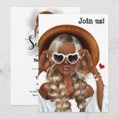 Summer Mood Blonde Bachelorette Invitation Kaart (Voorkant / Achterkant)