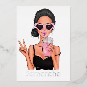 Summer Mood Mode strand Glam Lady Folie Invitatie Folie Uitnodiging