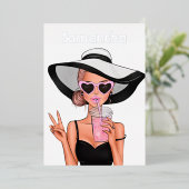 Summer Mood Mode strand Glam Lady Folie Invitatie Folie Uitnodiging (Staand Voorkant)