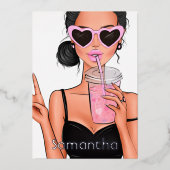 Summer Mood Mode strand Glam Lady Folie Uitnodiging (Voorkant)