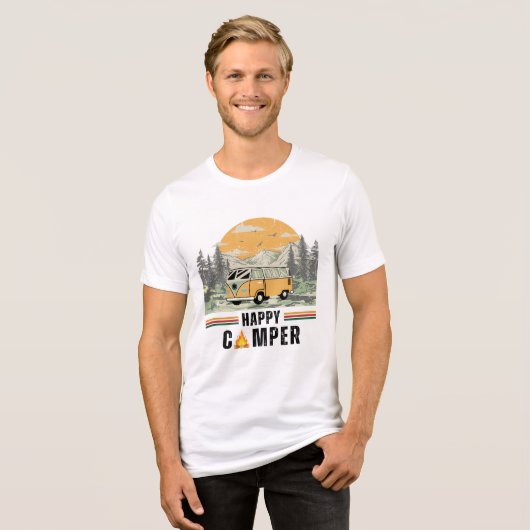  Summer Mountain Adventure Camper Natuur Tri-Blend Shirt (Voorkant volledig)