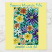 Summer Mountain Fields Glass Stainless Steel Wate Wijn Etiket (Enkel label)