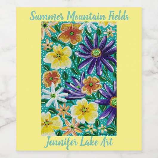 Summer Mountain Fields Glass Stainless Steel Wate Wijn Etiket (Enkel label)