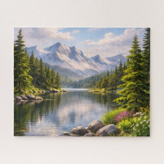Summer Mountain Lake Reflection Puzzle Legpuzzel (Horizontaal)