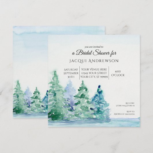 Summer Mountain Lakeside w Trees Vrijgezellenfeest Kaart (Voorkant / Achterkant)