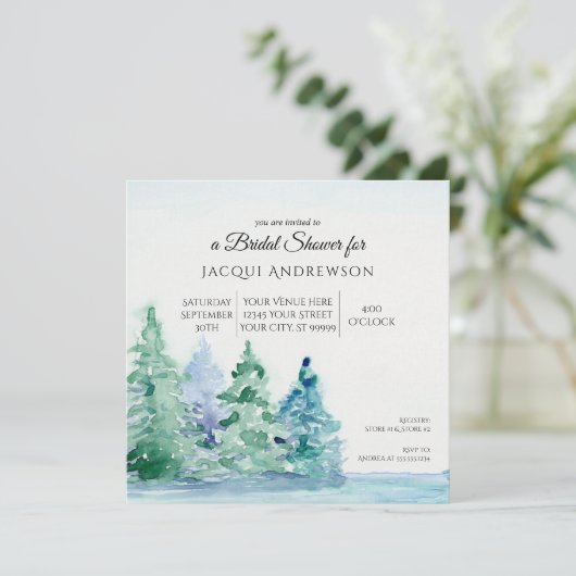 Summer Mountain Lakeside w Trees Vrijgezellenfeest Kaart (Staand voorkant)