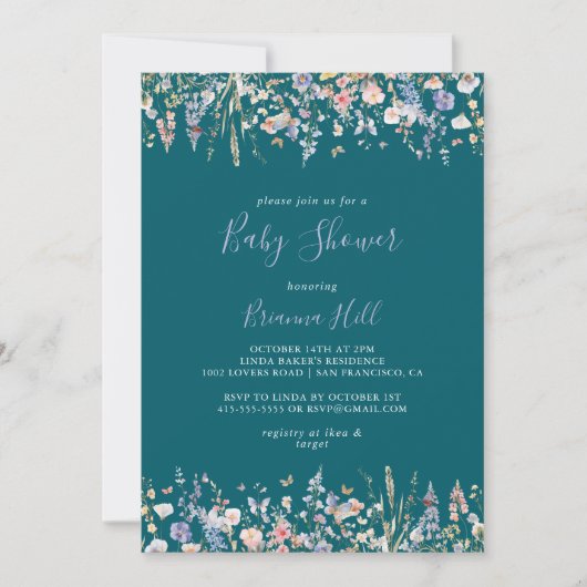 Summer Multicolor Wildflower Green Baby shower Kaart (Voorkant)