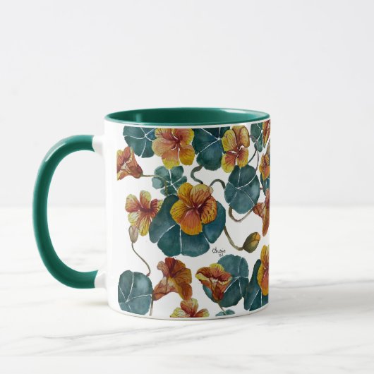 Summer Nasturtiums Two-Tone Coffee Mok (Links)
