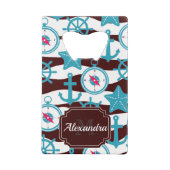 Summer Nautical Pattern Creditkaart Flessenopener (Achterkant)
