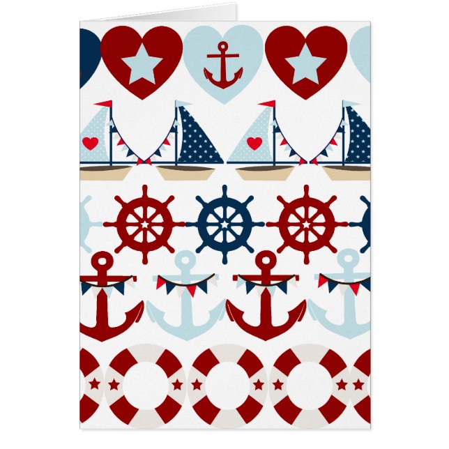 Summer Nautical Theme Anchors Sail Boats Helms (Voorkant)