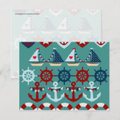 Summer Nautical Theme Anchors Sail Boats Helms Briefkaart (Voorkant / Achterkant)