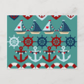Summer Nautical Theme Anchors Sail Boats Helms Briefkaart (Voorkant)