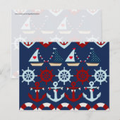 Summer Nautical Theme Anchors Sail Boats Helms Briefkaart (Voorkant / Achterkant)