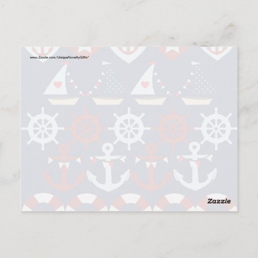 Summer Nautical Theme Anchors Sail Boats Helms Briefkaart (Achterkant)