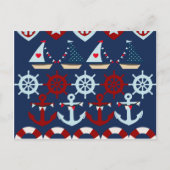 Summer Nautical Theme Anchors Sail Boats Helms Briefkaart (Voorkant)