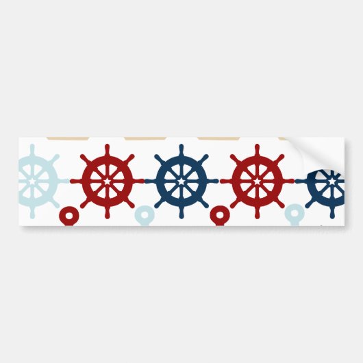 Summer Nautical Theme Anchors Sail Boats Helms Bumpersticker (Voorkant)
