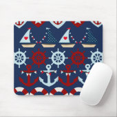 Summer Nautical Theme Anchors Sail Boats Helms Muismat (Met muis)