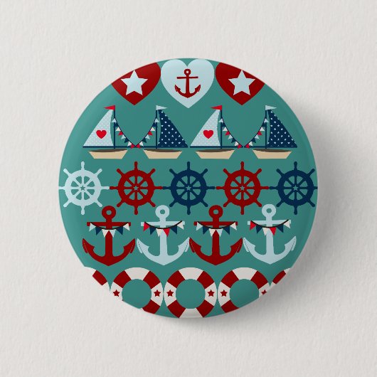 Summer Nautical Theme Anchors Sail Boats Helms Ronde Button 5,7 Cm (Voorkant)
