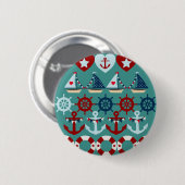 Summer Nautical Theme Anchors Sail Boats Helms Ronde Button 5,7 Cm (Voorkant /achterkant)