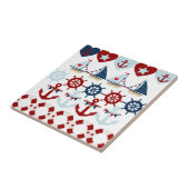 Summer Nautical Theme Anchors Sail Boats Helms Tegeltje (Zijkant)