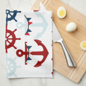 Summer Nautical Theme Anchors Sail Boats Helms Theedoek (Quarter Fold)